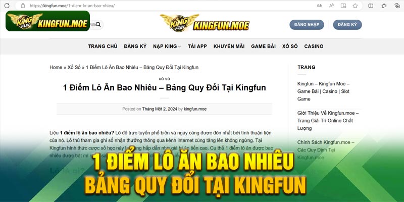 1 Điểm Lô Ăn Bao Nhiêu – Bảng Quy Đổi Tại Kingfun