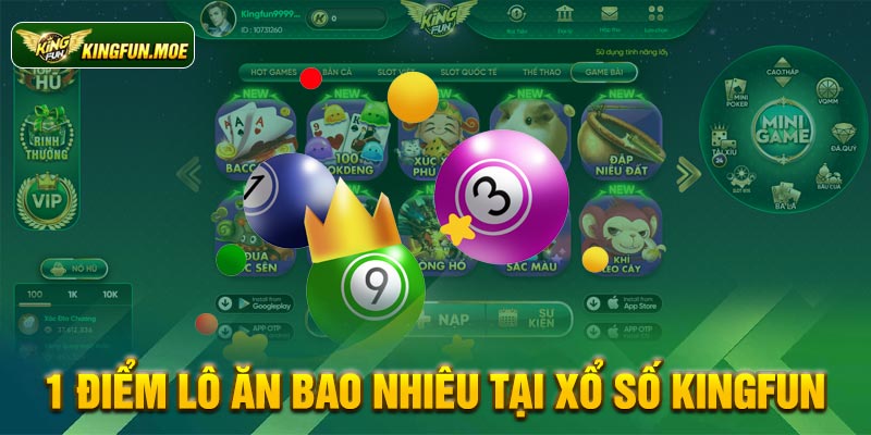 1 điểm lô ăn bao nhiêu tại xổ số Kingfun