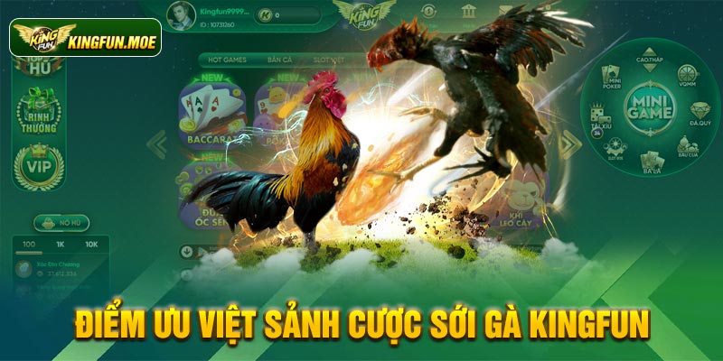 Điểm ưu việt sảnh cược sới gà Kingfun